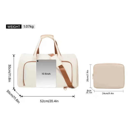 Cream duffel bag 52x30cm with tablet pocket - Souq Sama UAE