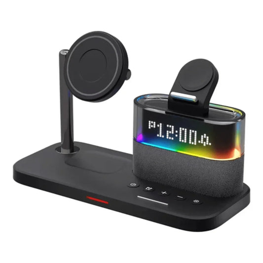 Wireless charging station with RGB alarm clock, Qi charger - Souq Sama UAE
