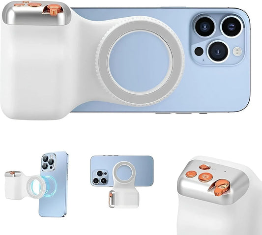 White magnetic phone grip with ring light for iPhone - Souq Sama UAE