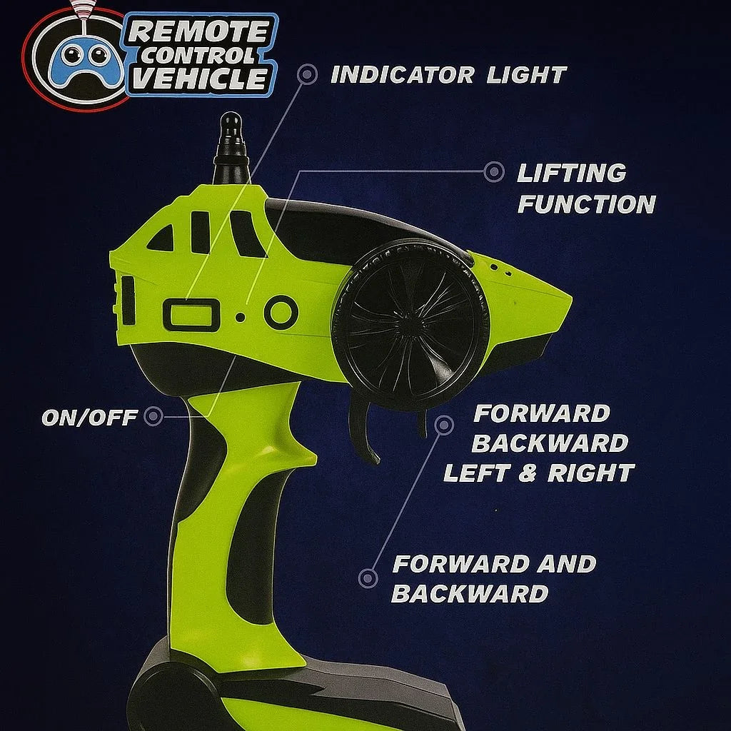 Neon green RC vehicle with lifting function and lights - Souq Sama UAE