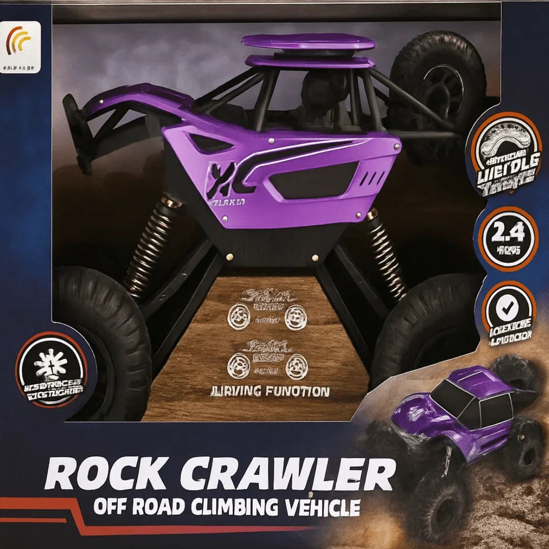 Purple rock crawler RC car, 2.4GHz remote, rugged tires - Souq Sama UAE