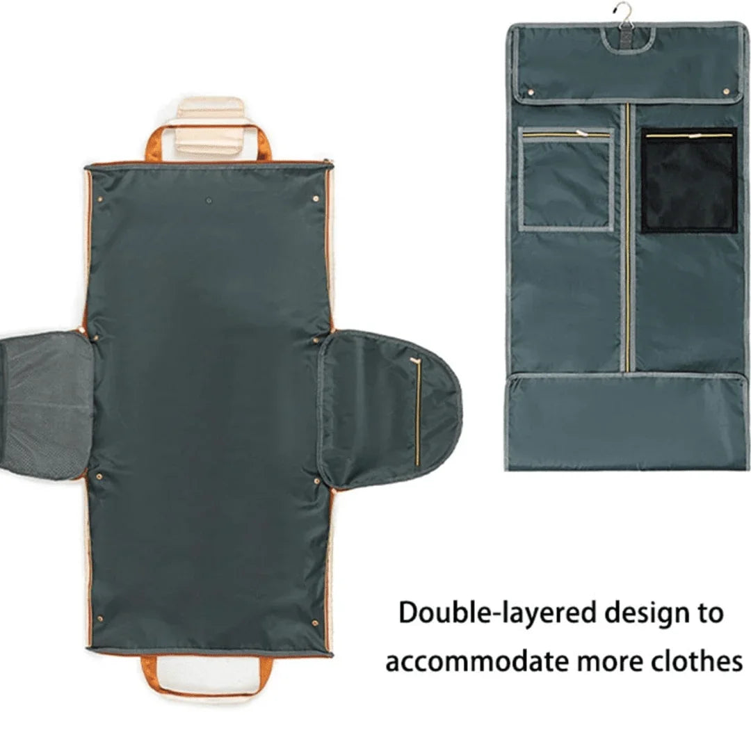 Double-layered hanging garment travel bag with pockets - Souq Sama UAE
