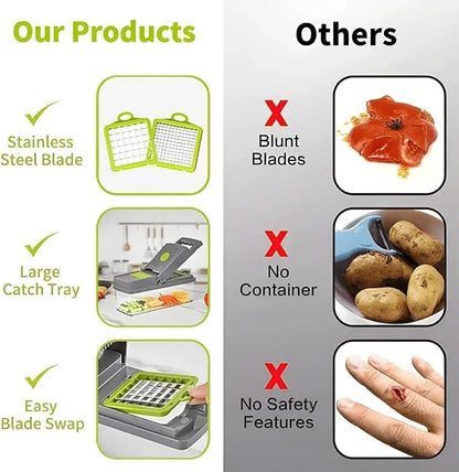 Vegetable chopper with stainless steel blades and tray - Souq Sama UAE