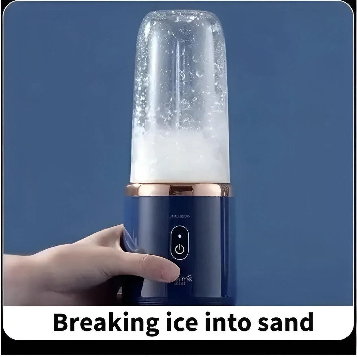 Hand holding portable ice crusher blending ice for drinks - Souq Sama UAE
